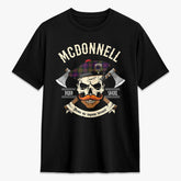 McDonnell of Glengarry Modern Tartan Crest 2D T-shirt - Alba Skull Style